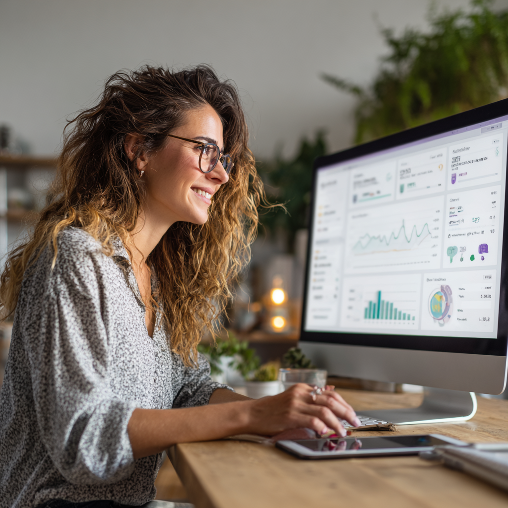 fabianct__Une_personne_assise_a_son_bureau_souriante_et_concent_88f73837-63f5-4ed3-9533-97160a3a363e